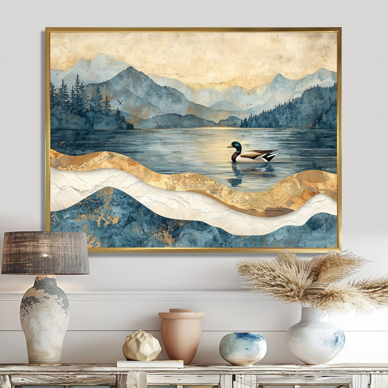 Genesi - animaux, art mural, H 12 po x l 20 po, Impression encadrée flottante, Doré