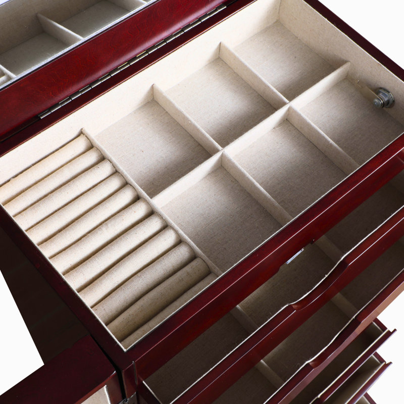Armoire à bijoux avec miroir Maddox, Cerisier