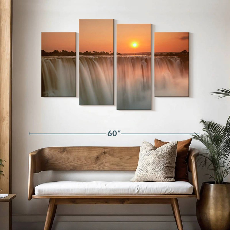 Alvord, coucher de soleil et chutes Victoria, H 32 po x l 52 po