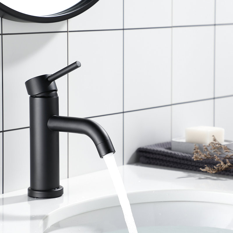 6.71" High Stainless Steel Single Hole Waterfall Faucet Matte Black Compliant Setup Aerated Flow Single Control For Fashionable Bathrooms Design Elegant