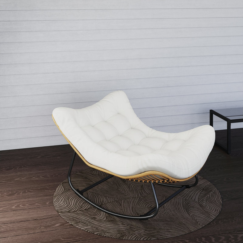 Fauteuil à bascule d'extérieur surdimensionné pour l'extérieur, blanc crème