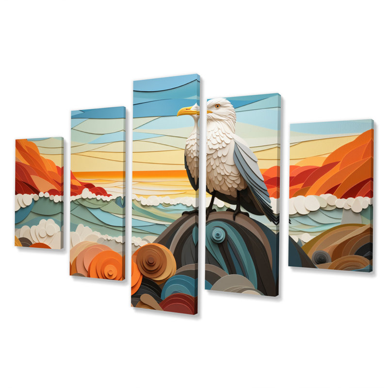 «Seagull Coastal Guardian I», reproduction d'art murale - 5 panneaux
