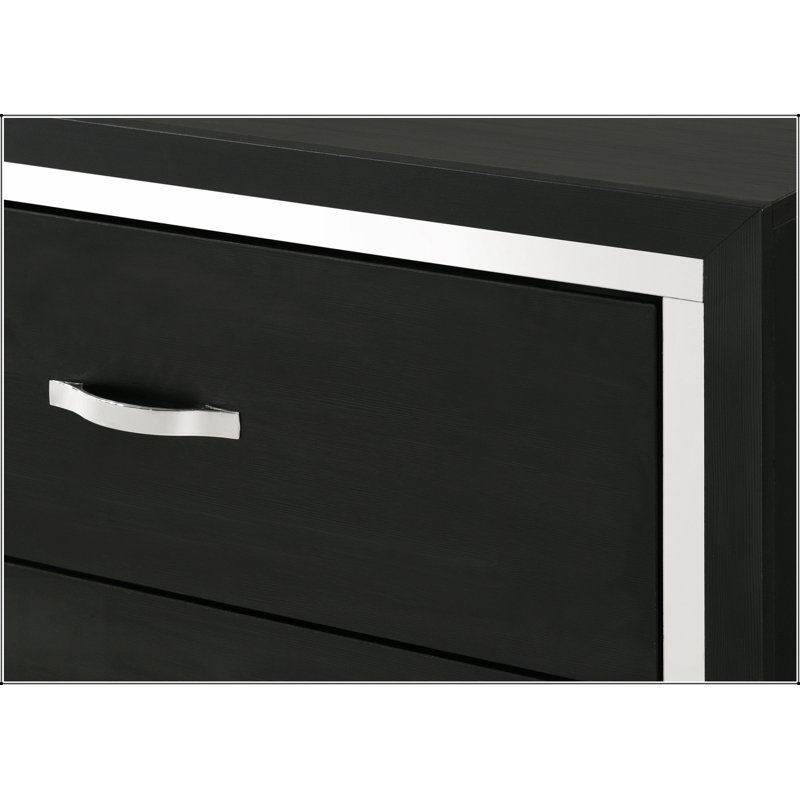 Commode moderne à 6 tiroirs avec poignées en métal et fabrication en bois durable pour un rangement élégant