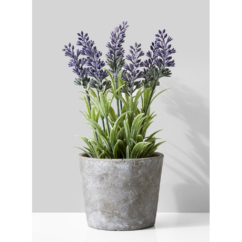 10'' Faux Flowering Plant in Stone Pot