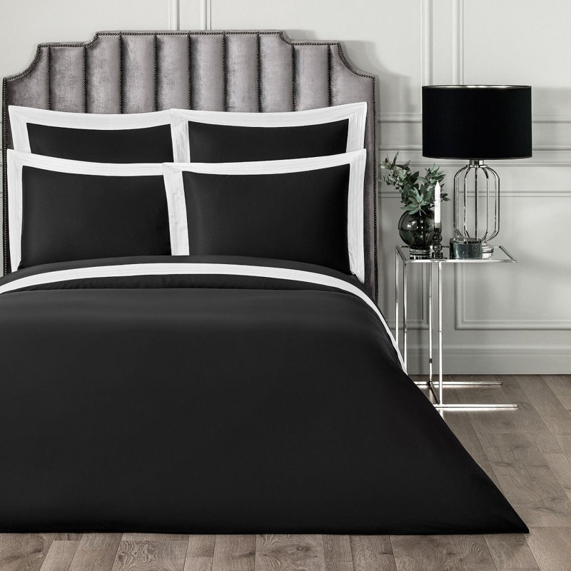 Eden Flat Sheet, Queen Flat Sheet, Black/White