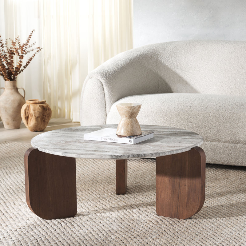 Graelyn Marble Top Coffee Table, Walnut