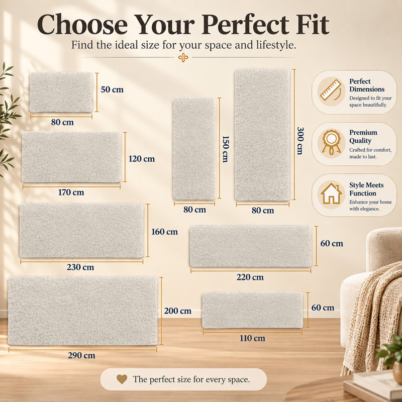 Adela Standard Shag Area Rug, Rectangle 200 x 290 cm