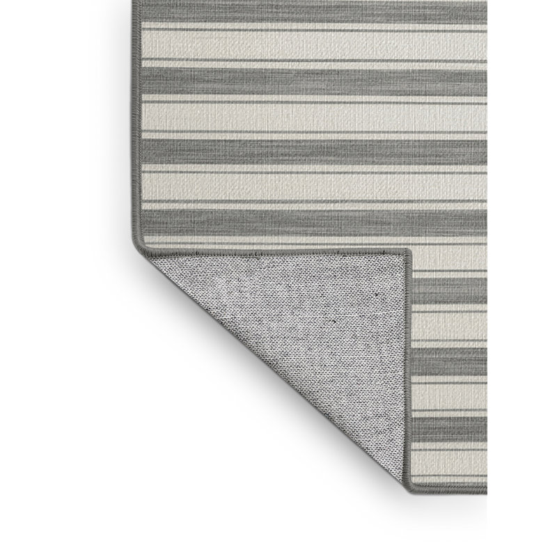 Washable Cloud White Gray Striped Area Rug, Square 4'