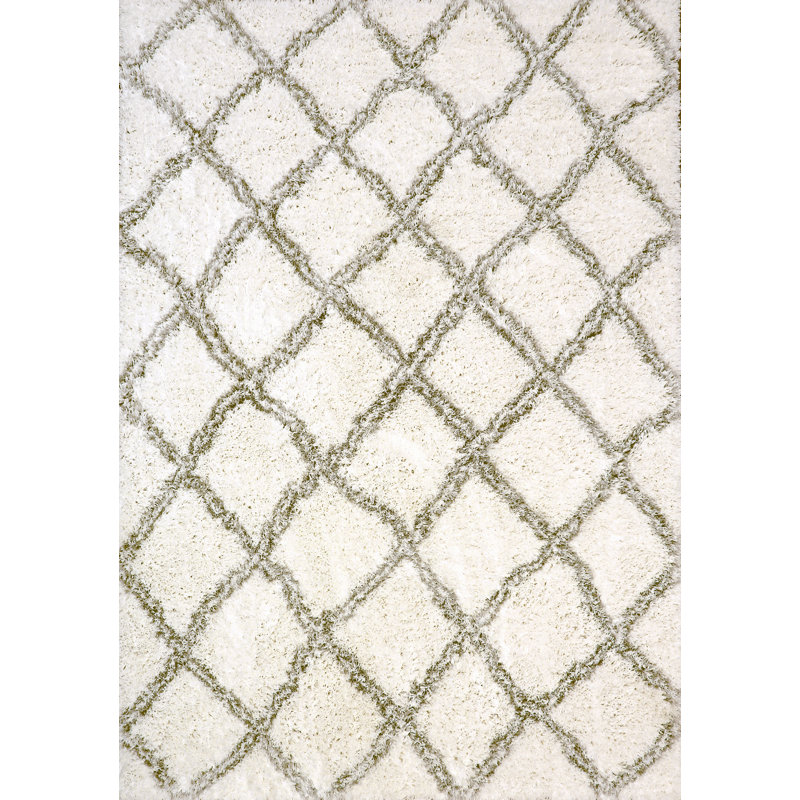 Tapis blanc / argenté Tryon, Rectangulaire 7 pi 5 po x 10 pi 6 po