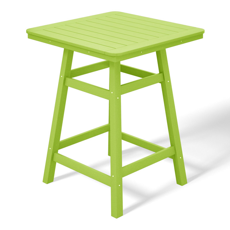 Laguna Square Outdoor Bar Table With Umbrella Hole , 30.8'' in. W 30.8'' in. D, Light Green
