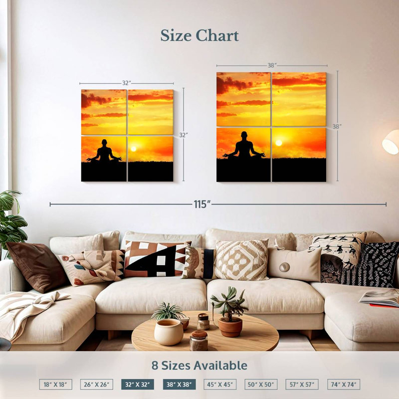 Kerrick Sunset Yoga Meditation, 38" H x 38" W
