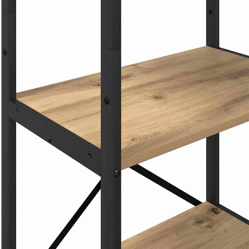 171cm H x 56cm W Steel Etagere Bookcase, Artisan Oak
