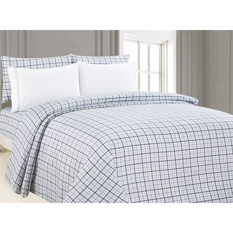 Posh Home Bank Plaid 6 Piece Sheet Set Microfiber Twill Plaid Sheet Set, Queen
