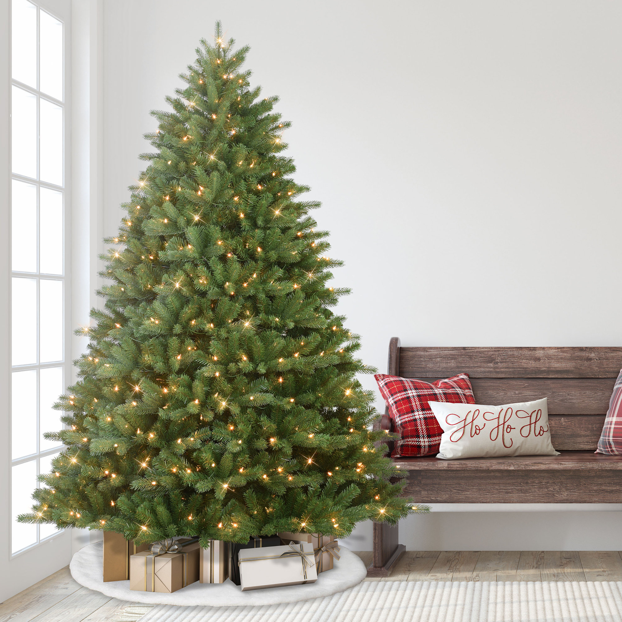 Lighted Artificial Fir Christmas Tree, 7.5' H