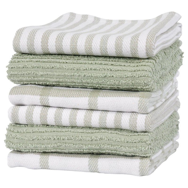 Cotton Stripe Kitchen Towel, Sage