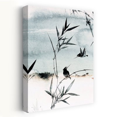 Art contemporain, paysage d'oiseaux en bambou
