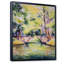 Pont sur la rivière dans un parc verdoyant - peinture sur toile-67406974-67406976