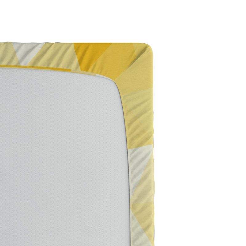 Yellow Geometric Triangle Queen Microfiber Fitted Sheet