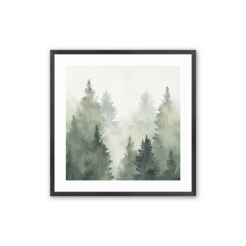 Green Haze Woodland III, Cadre en zinc patiné, H 13,75 po x l 13,75 po