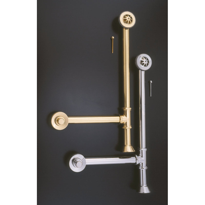 Drain de baignoire avec trop-plein Toe Tap, Laiton brut non laqué