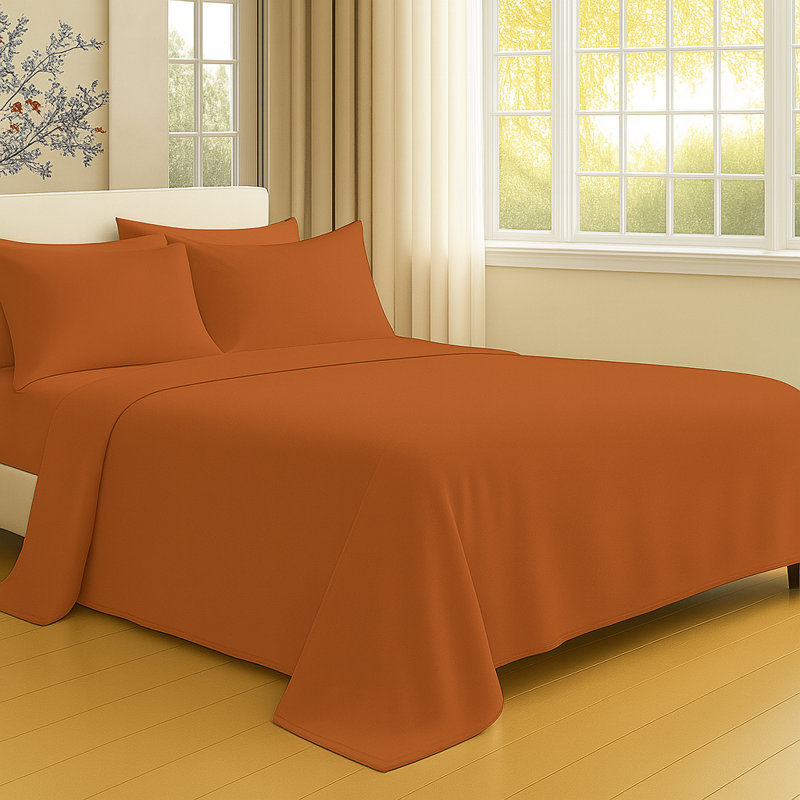 6-Piece Soft Microfiber Sheet Set, Twin Sheet Set with 2 Pillowcases, Autumn Orange