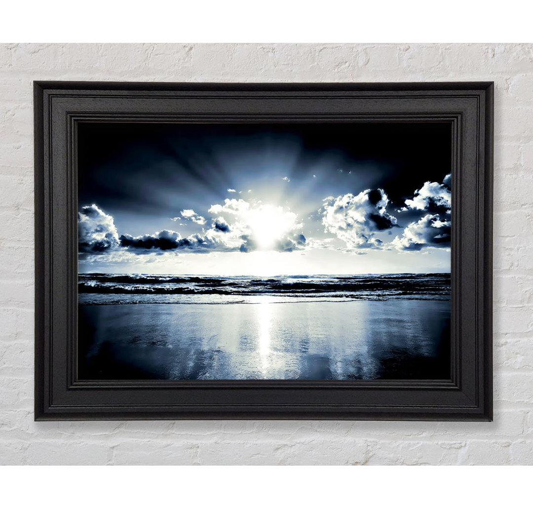 Gerahmtes Poster Blue Sunburst