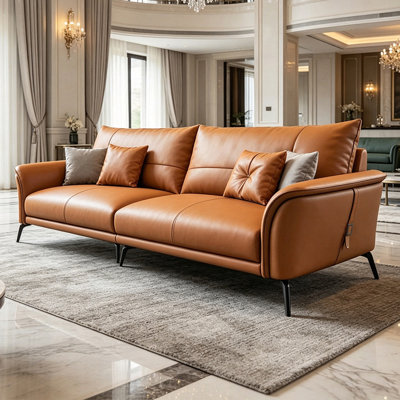 Orange Genuine Leather Modular Sofa