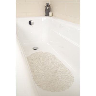 Pebbles Blue Non Slip Bath Mat with Secure Suction Cups