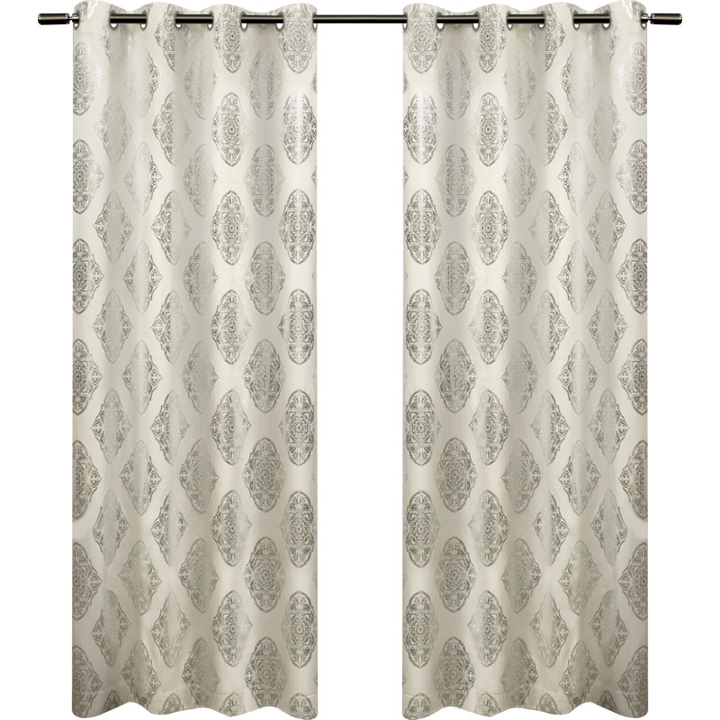 Paire de rideaux semi-transparents Franzen, Blanc cassé, L 54 po x L 108 po