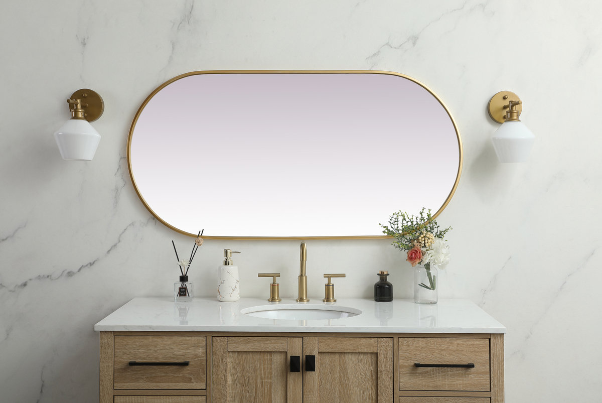 Elington Metal Oval Mirror, Brass, 48"  x 24" 