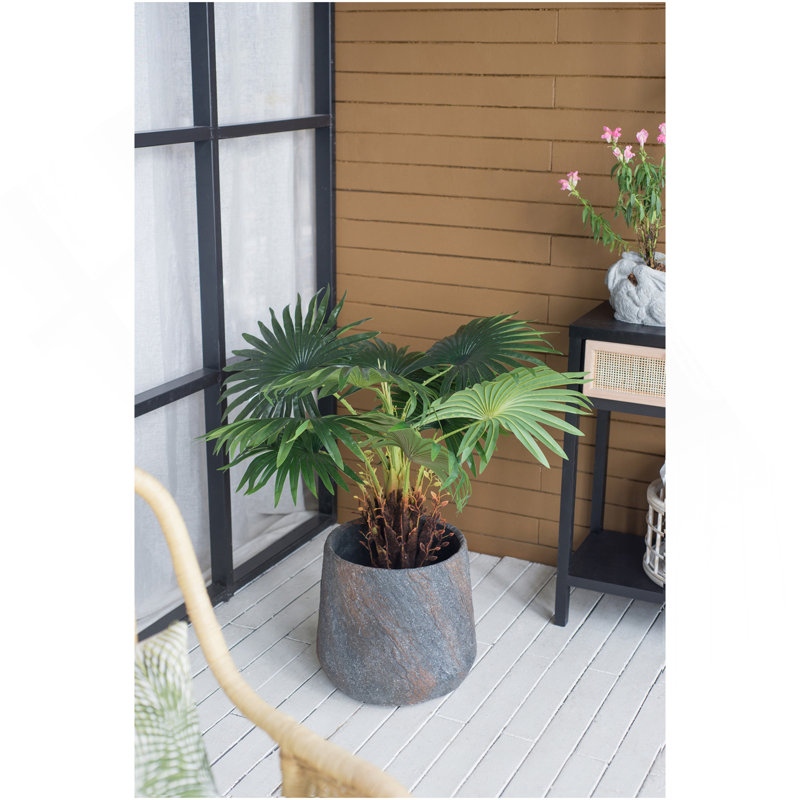 Jardinière intérieure en ciment 14,2 x 14,2 x 13,4 po, H 13,4 po x l 14,2 po x P 14,2 po