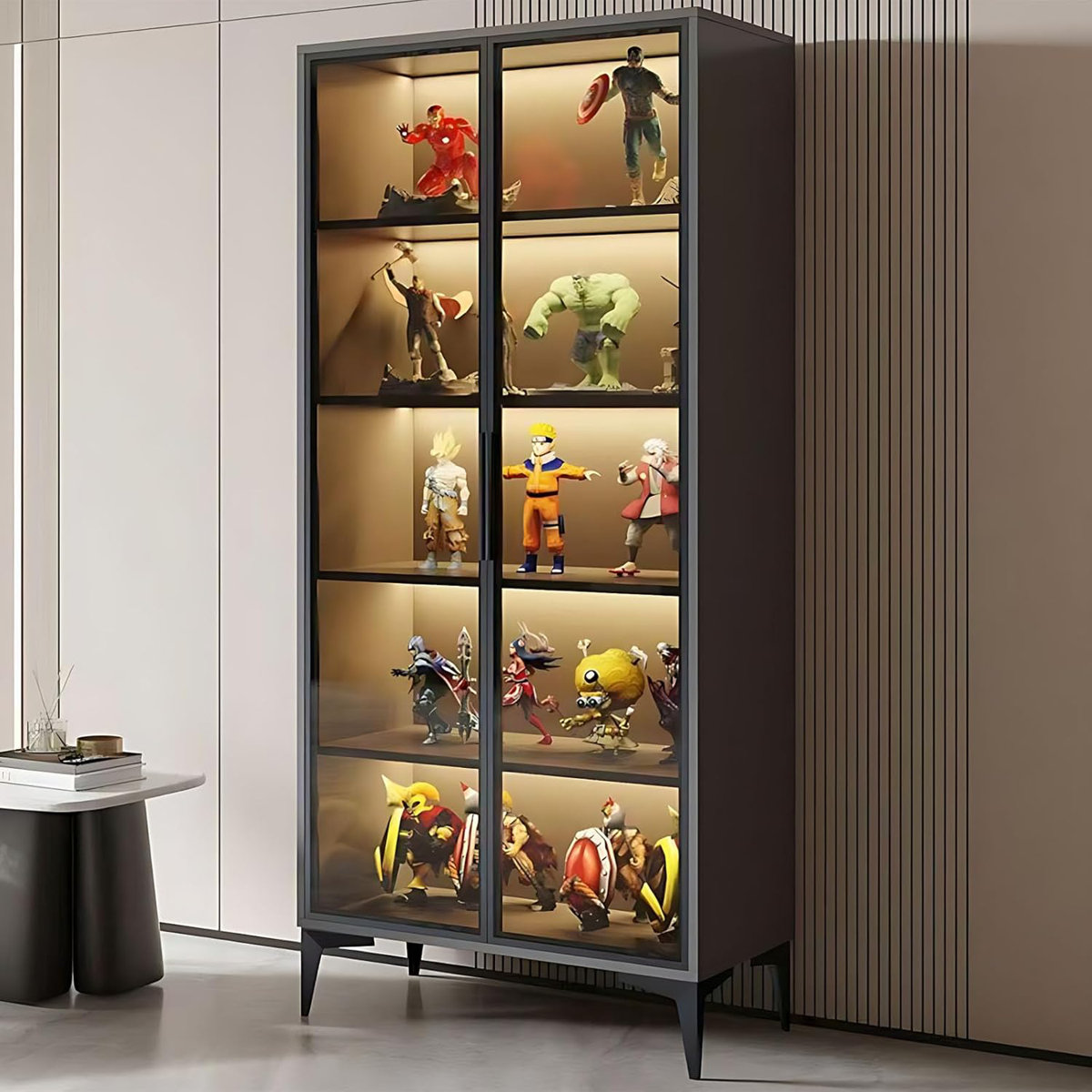 Bronx Display Unit Ivy Bronx Curio Display Cabinet, 5-Tier Storage Shelves With Acrylic ...