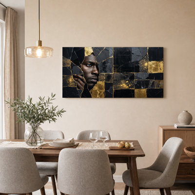 Portrait of Man in Gold Leaf Mosaic Canvas Wall Art