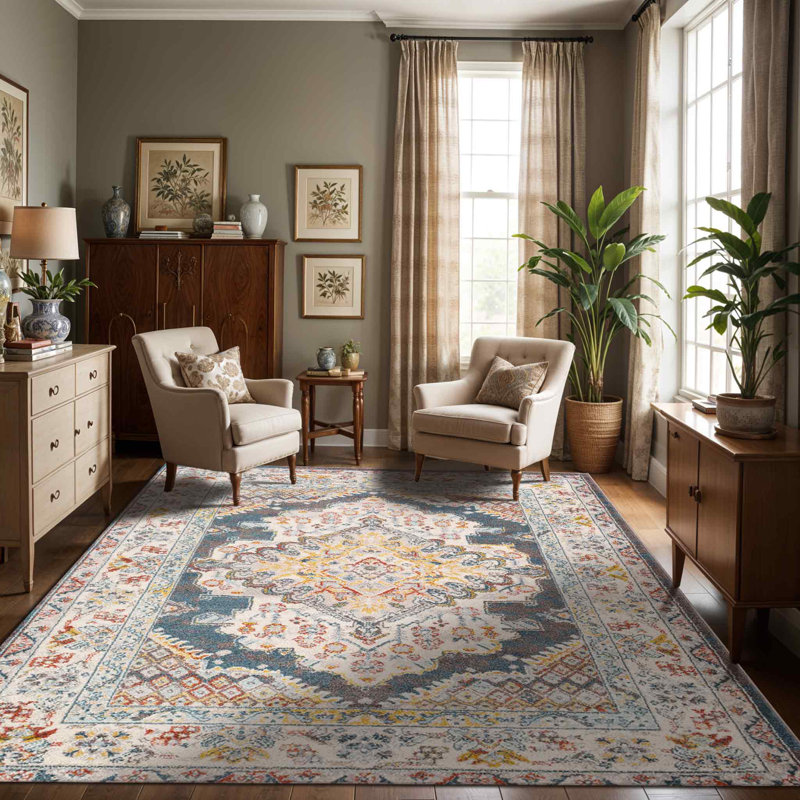 Vintage Look Area Rug, Rectangle 200 x 274 cm