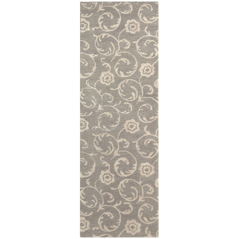 Avayah Soho Hand Tufted Wool & Viscose Damask Rug, Runner 2'6" x 12'