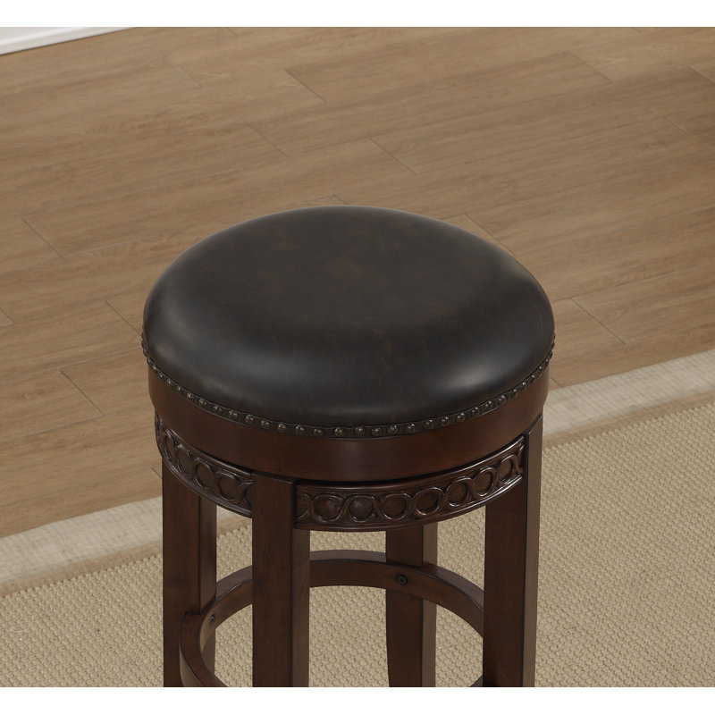 Hydeville Swivel Upholstered Counter Stool with Solid Wood Frame