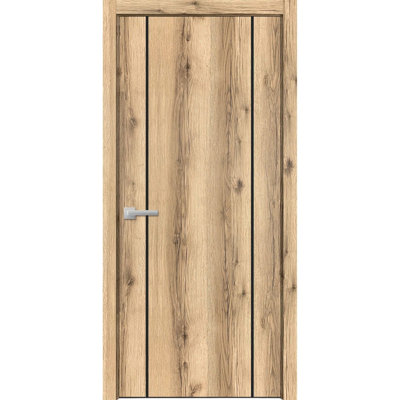 Porte intérieure moderne en bois pré-montée avec quincaillerie Planum 0017, panneau simple en chêne, cadre et moulures, portes robustes pour salle de bain et chambre à coucher - 91,4 cm x 213,4 cm