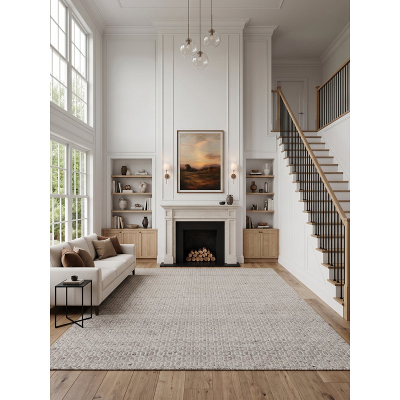 Mantra Geometric Area Rug in Beige/Ivory, Rectangle 10' x 14'