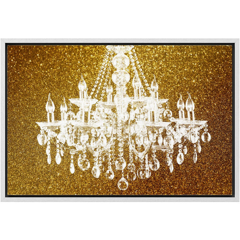 Lustre blanc, silhouette sur fond scintillant, lumières, art moderne sur toile, H 24 po x l 36 po x P 1,5 po