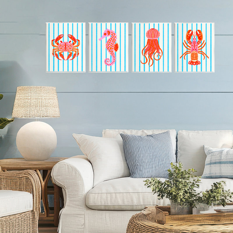 «Bright Sea Creatures on Stripes», plaque par Indira Prieto | IndySign