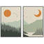 Sun and Crescent Moon Over Green-85484248-85484245
