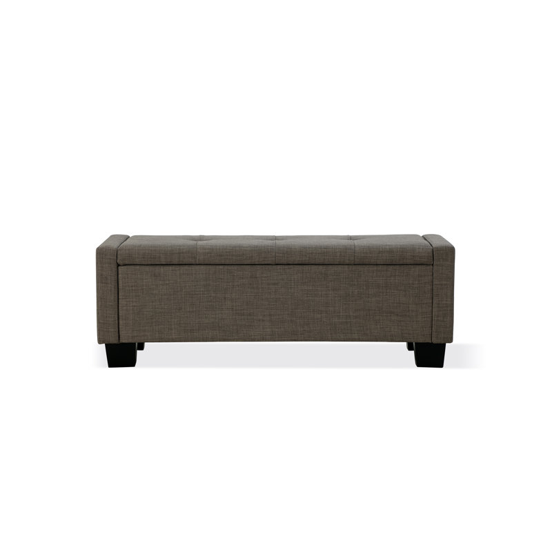 Linen Blend Upholstered Storage Bench