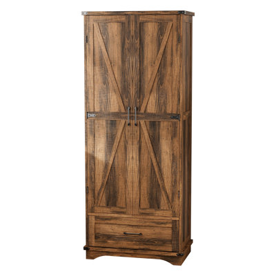 71" Farmhouse Storage Cabinet with 2 Adjustable Shelves & Barn Doors - Rustic Organizer for Kitchen, Bathroom, Laundry Room by Gracie Oaks