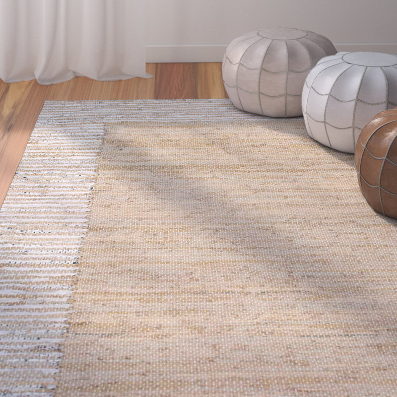 Tapis beige tissé à la main Monzon, Rectangle 7 pi 6 po x 9 pi 6 po