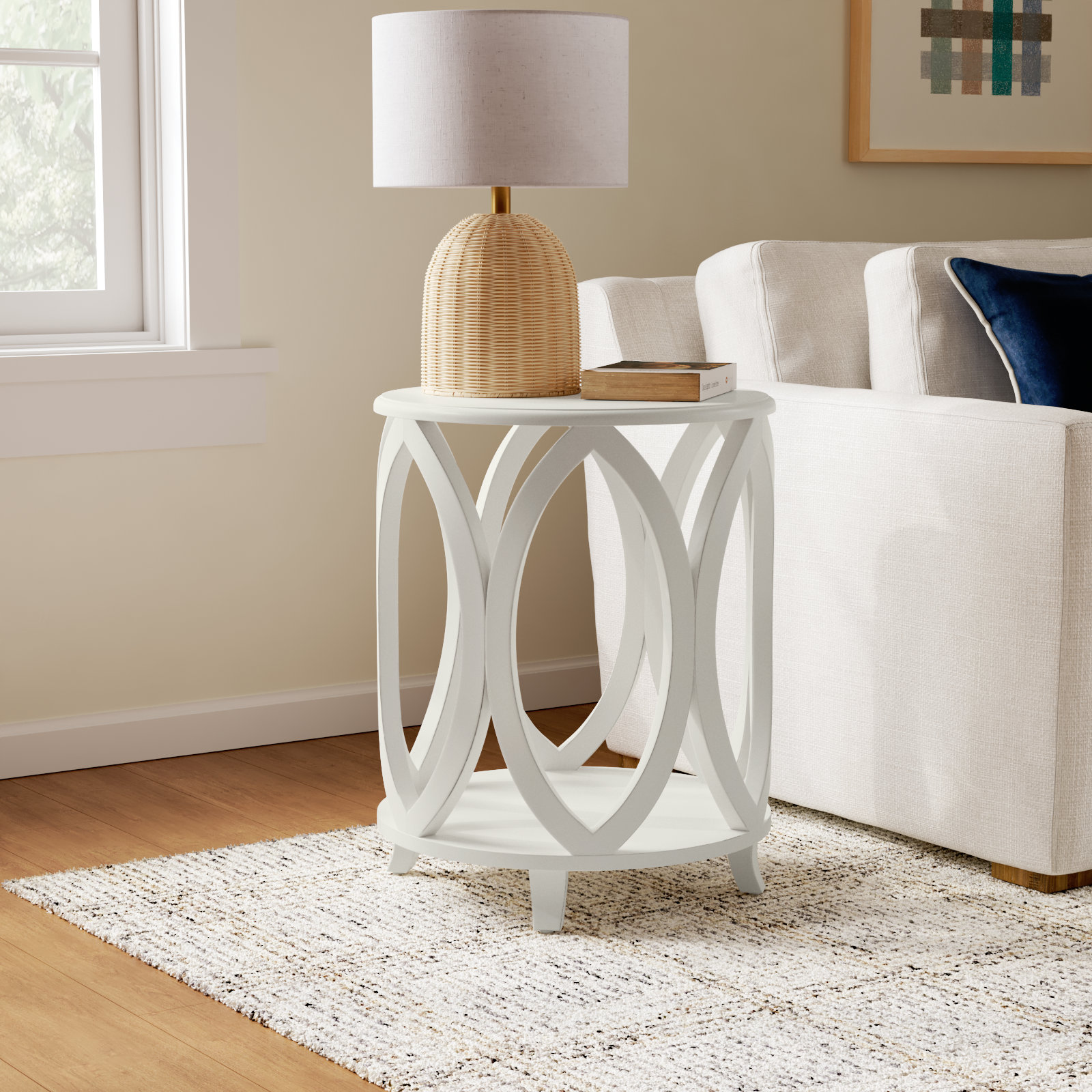 Smithson Solid Wood End Table, Off White