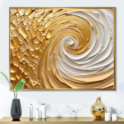 Abstract Canvas Wall Art, Gold Spiral Modern Print - Gold Eternal Swirl I