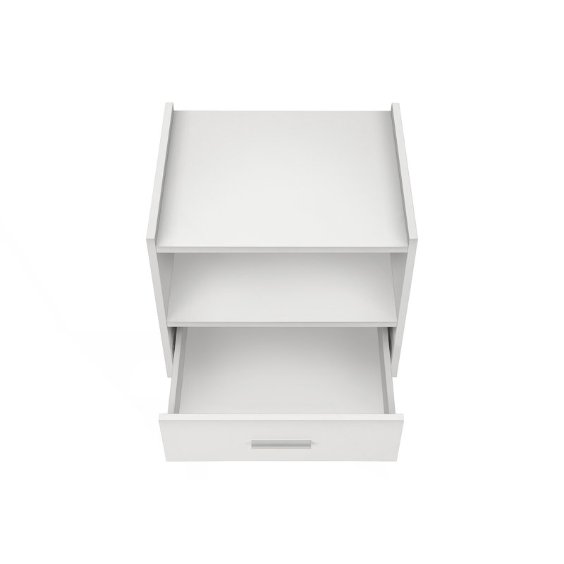 Modern Nightstand With 1 Storage Drawer, White