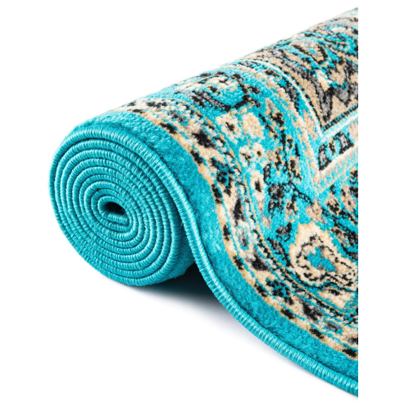 Tapis oriental noir Balthrop, Rectangle 5'1" x 8', Turquoise