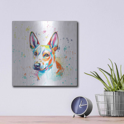 Luxe métal Art «Colorful Watercolor Basenji» par Fu Colorful Watercolor Basenji par - on