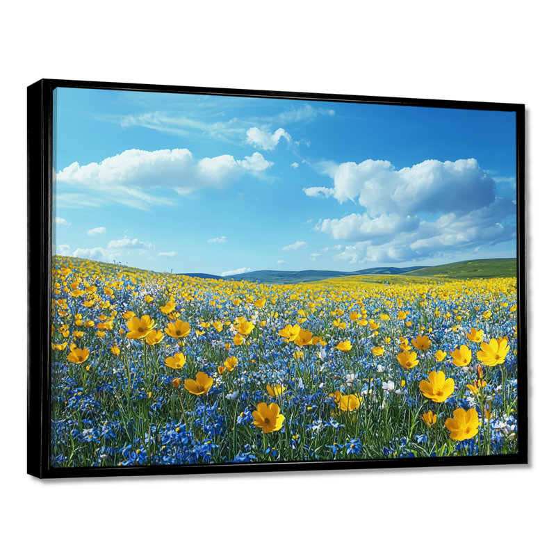 Ioseph - Floral Wall Art, H 30 po x l 40 po, Noir, Impression encadrée flottante